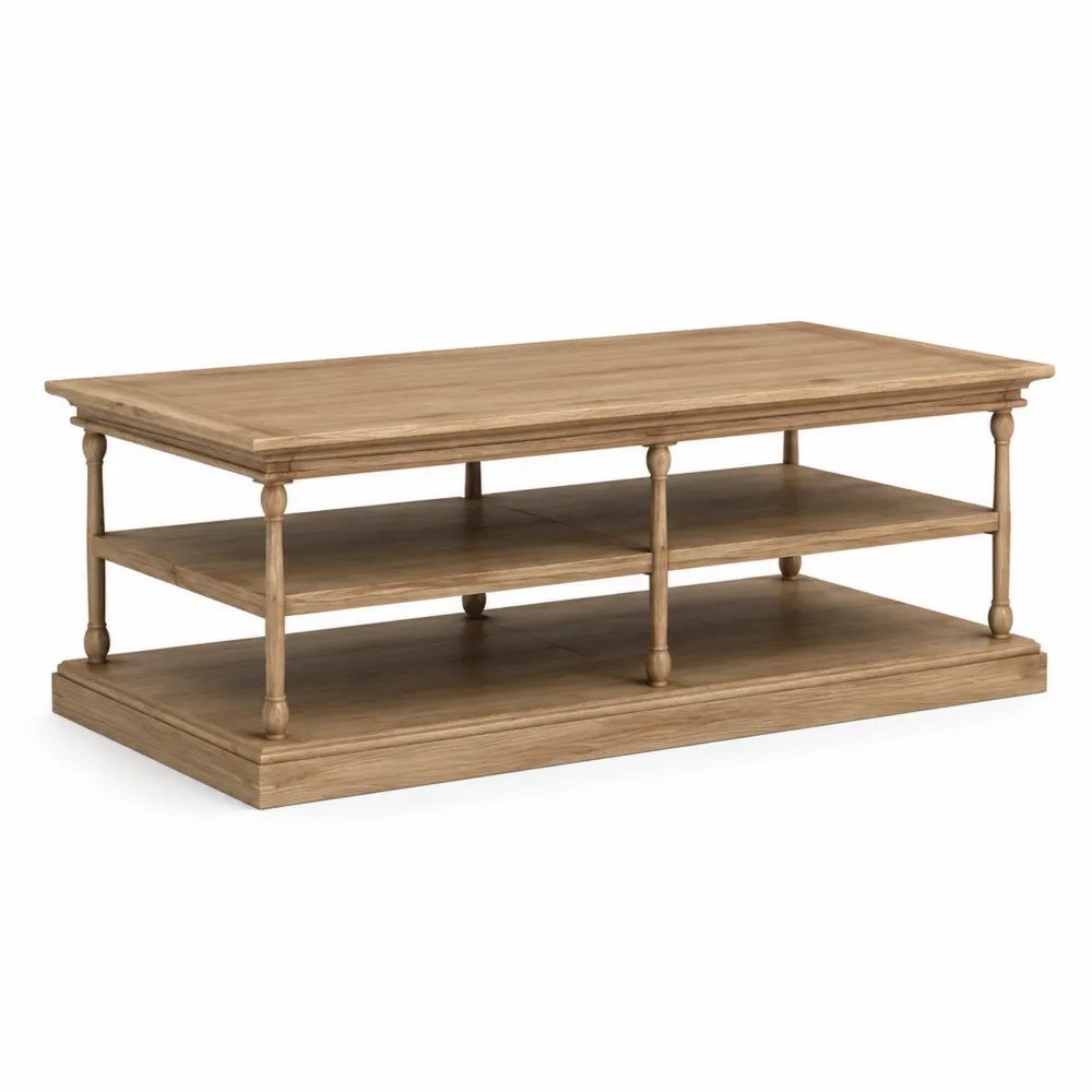Tavolino da caffè in legno massello rettangolare 120x60x45cm