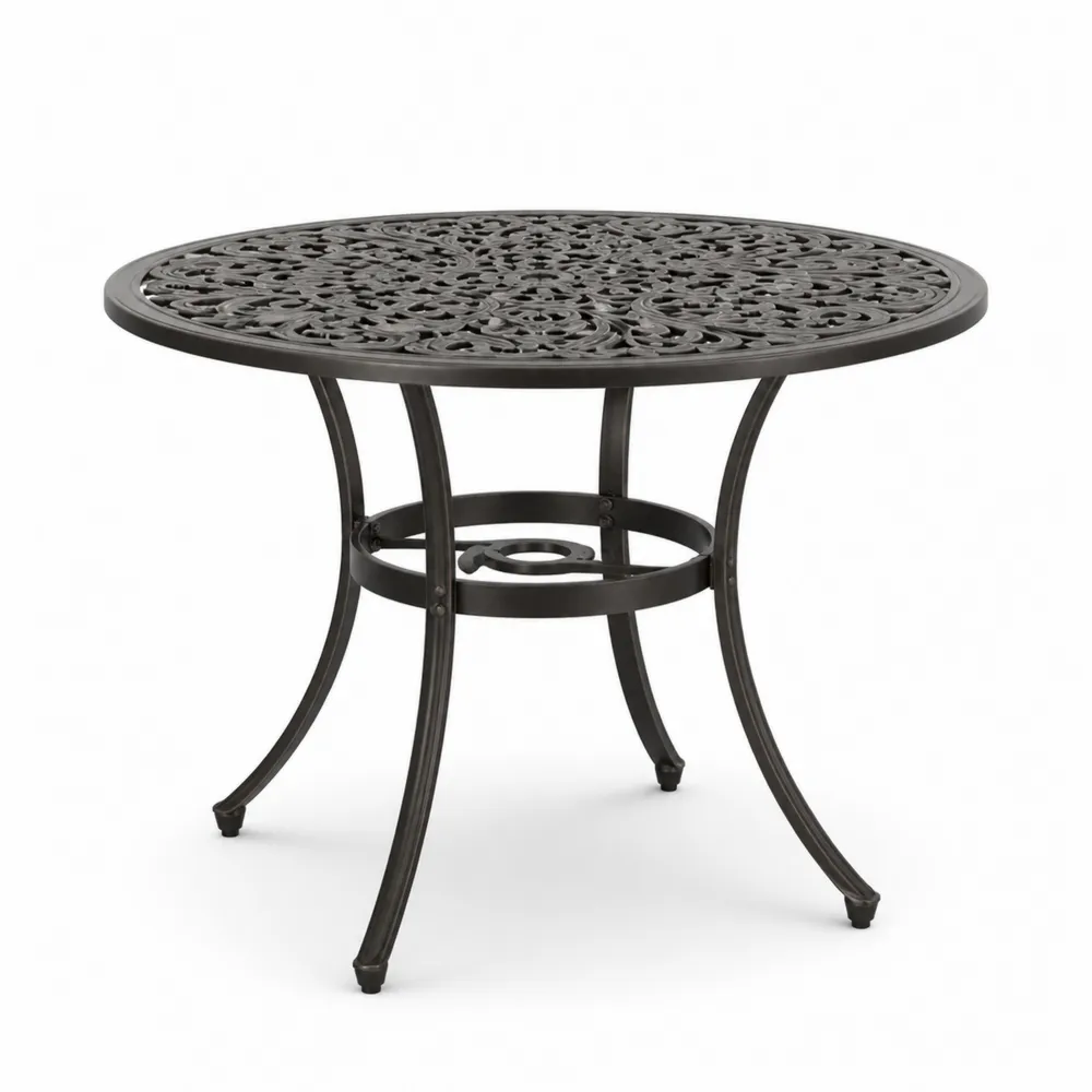 Tavolo da Esterno Rotondo in Alluminio Nero 96 cm