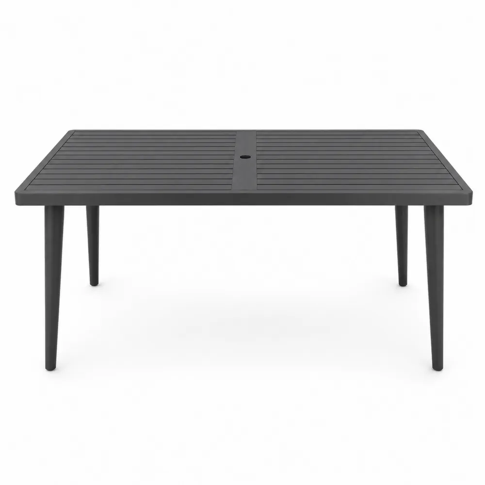Tavolo da pranzo rettangolare da esterno 150x90 cm in resina nera