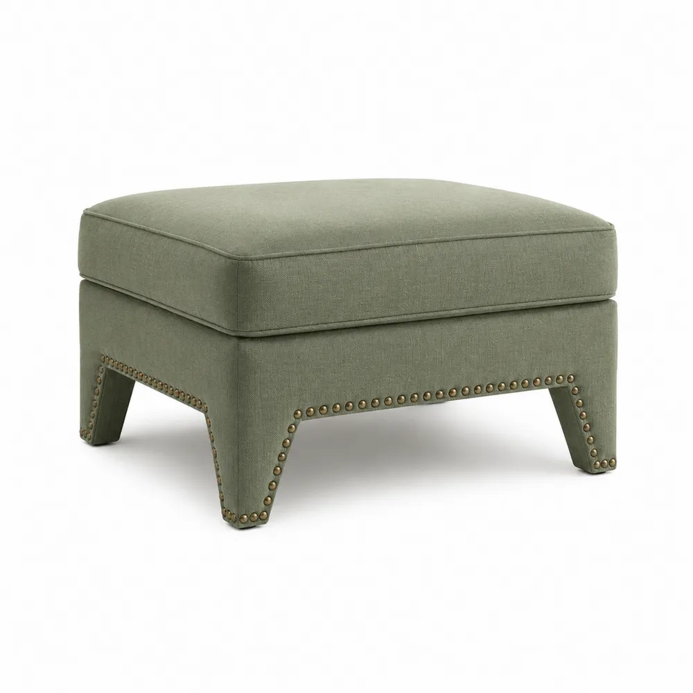 Poggiapiedi in Cotone Verde con Borchie