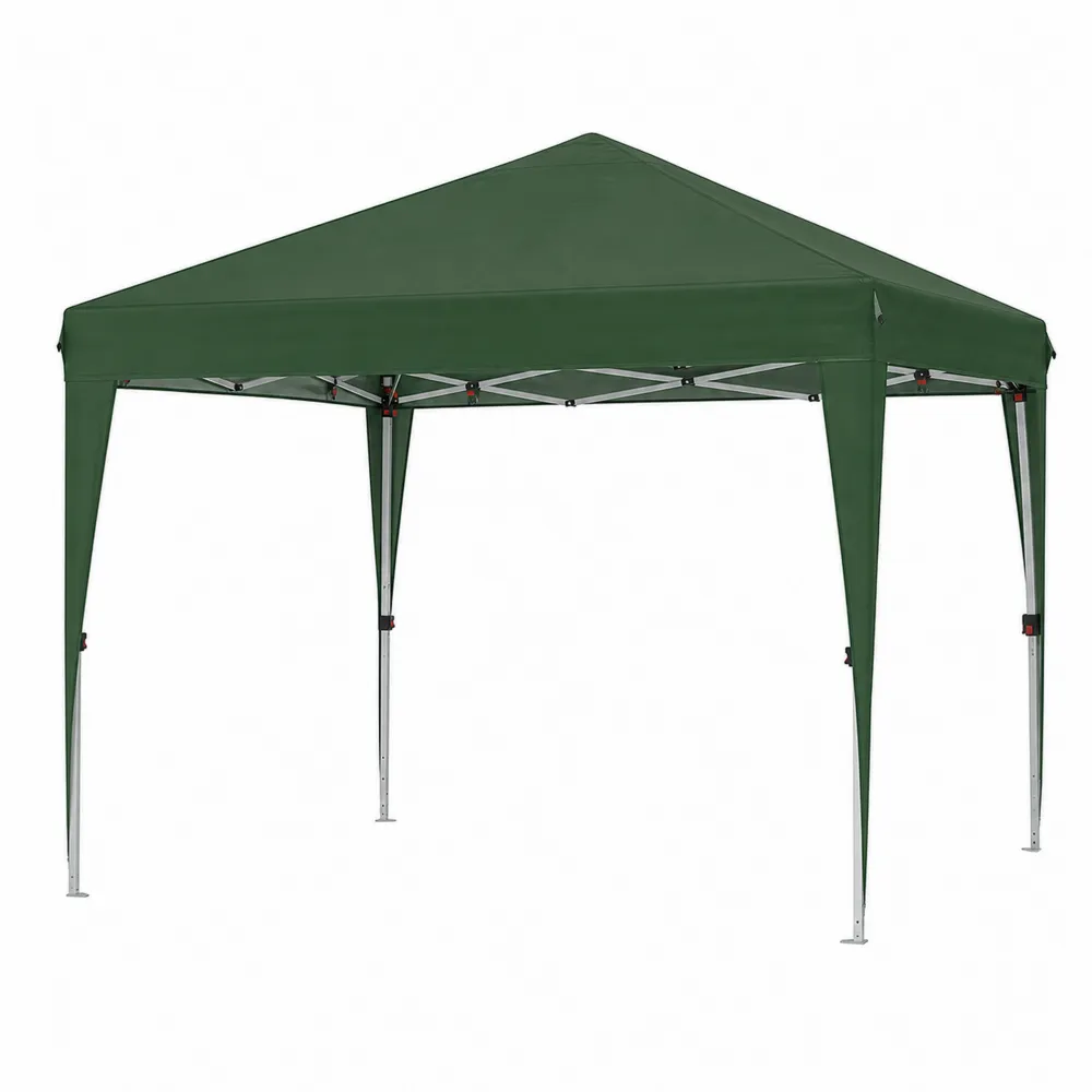 Gazebo pieghevole 3x3m in metallo e tessuto verde