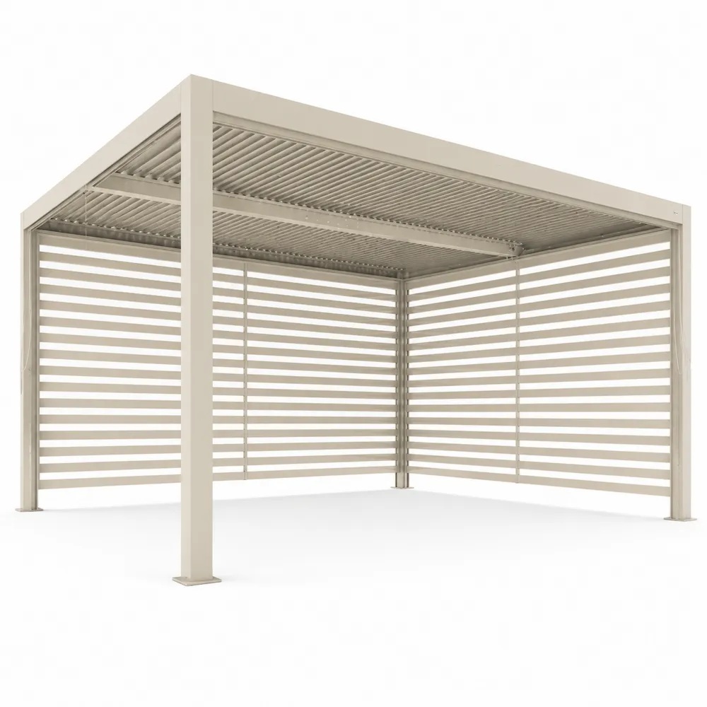 Pergolato in metallo con lamelle regolabili 300x400 cm Beige
