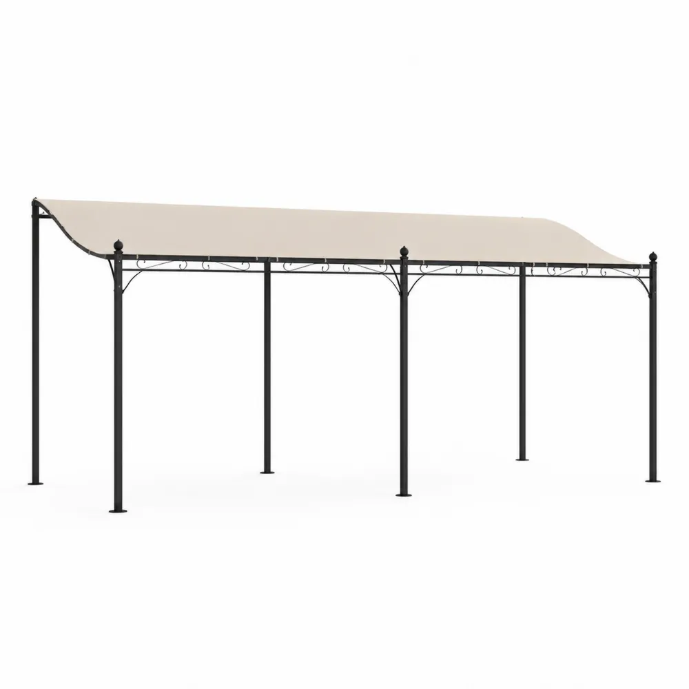 Gazebo in metallo nero e tessuto poliestere beige 4x3 m per esterni