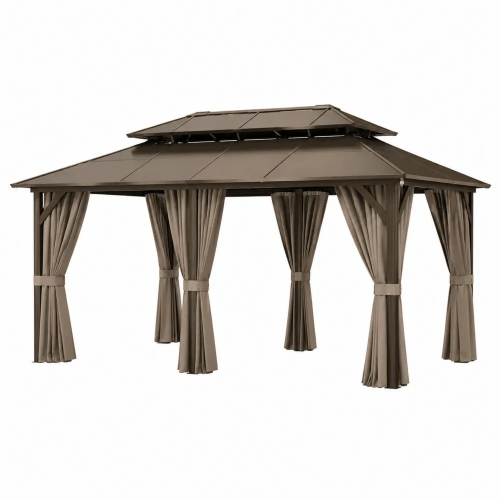 Gazebo in Alluminio e Poliestere Marrone 300x400x270 cm