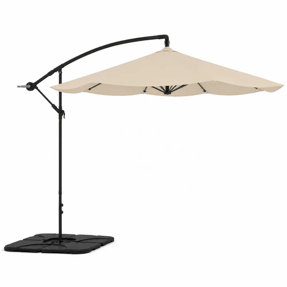 Ombrellone a braccio laterale in poliestere beige diametro 3m