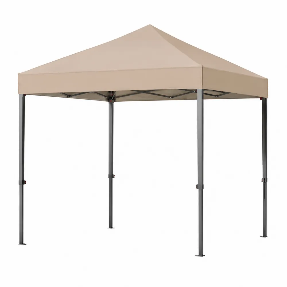 Gazebo pieghevole 3x3 m tela poliestere sabbia struttura acciaio