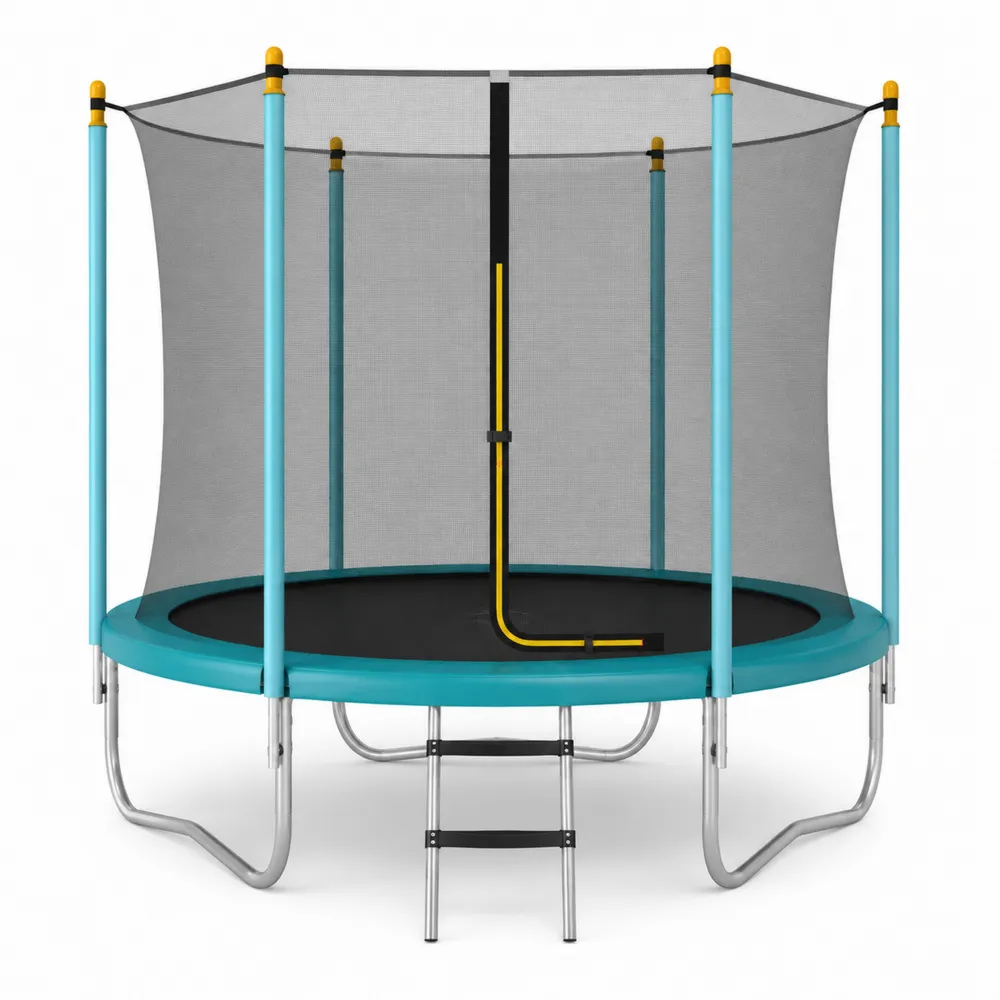 Trampolino con Rete di Sicurezza in Acciaio e Polipropilene Ø244 cm Azzurro