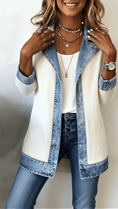 Damenjacke im Strick-Denim-Mix