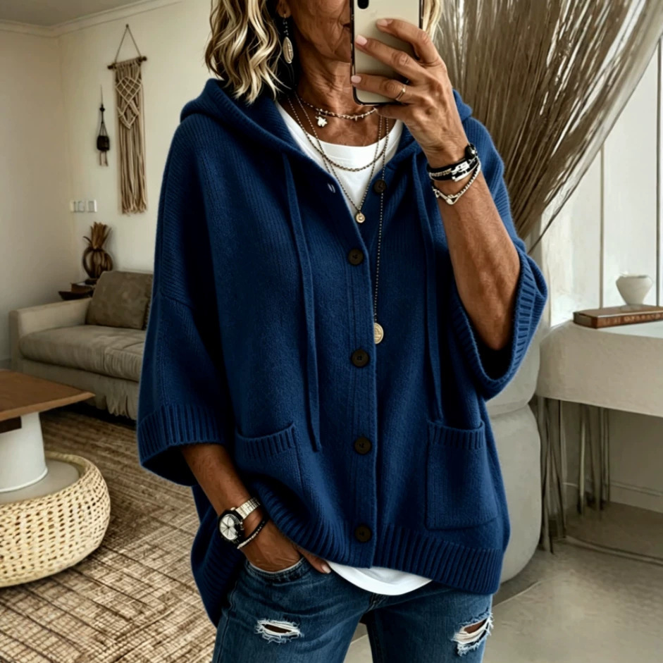 CLEARANCE SALE🔥 Women's Casual Hoodie Cotton Plain Long Sleeve Comfy Cardigan