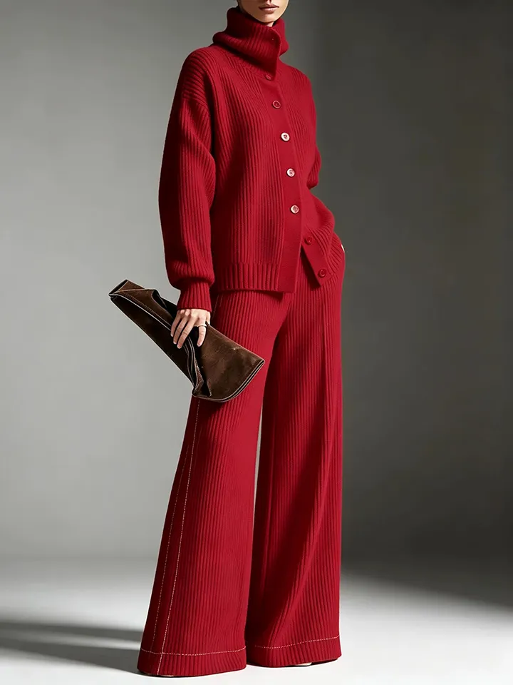Women's Cozy Cardigan Sweater and Pants Two-Piece Set