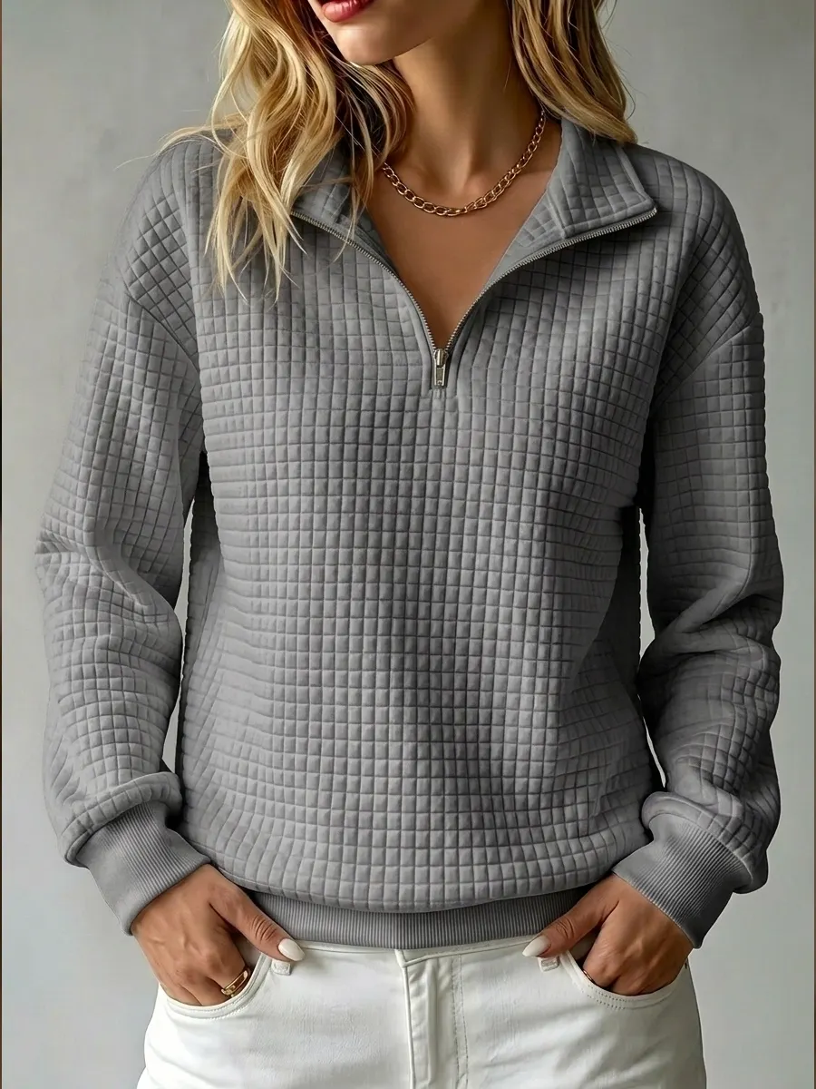 CLEARANCE SALE🔥50% OFF🔥 Women's Casual Quilted 1/4 Zip Sweatshirt