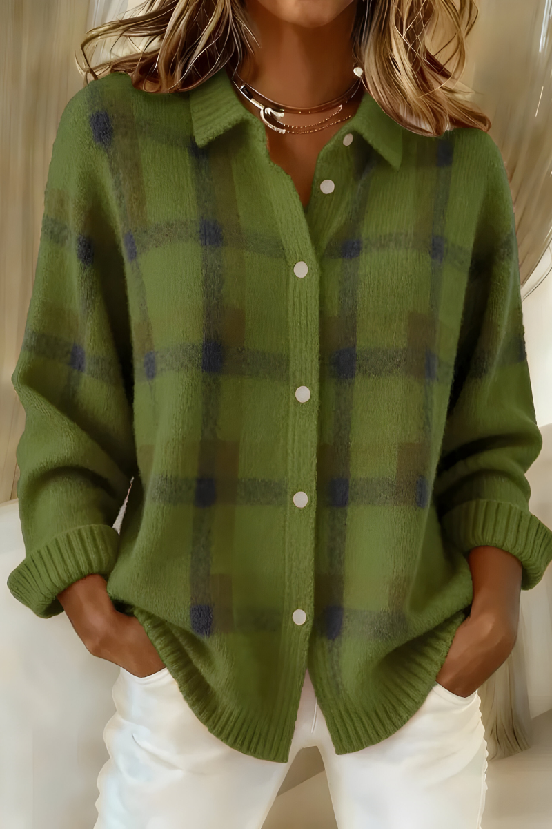 Soft Knit Check Cardigan