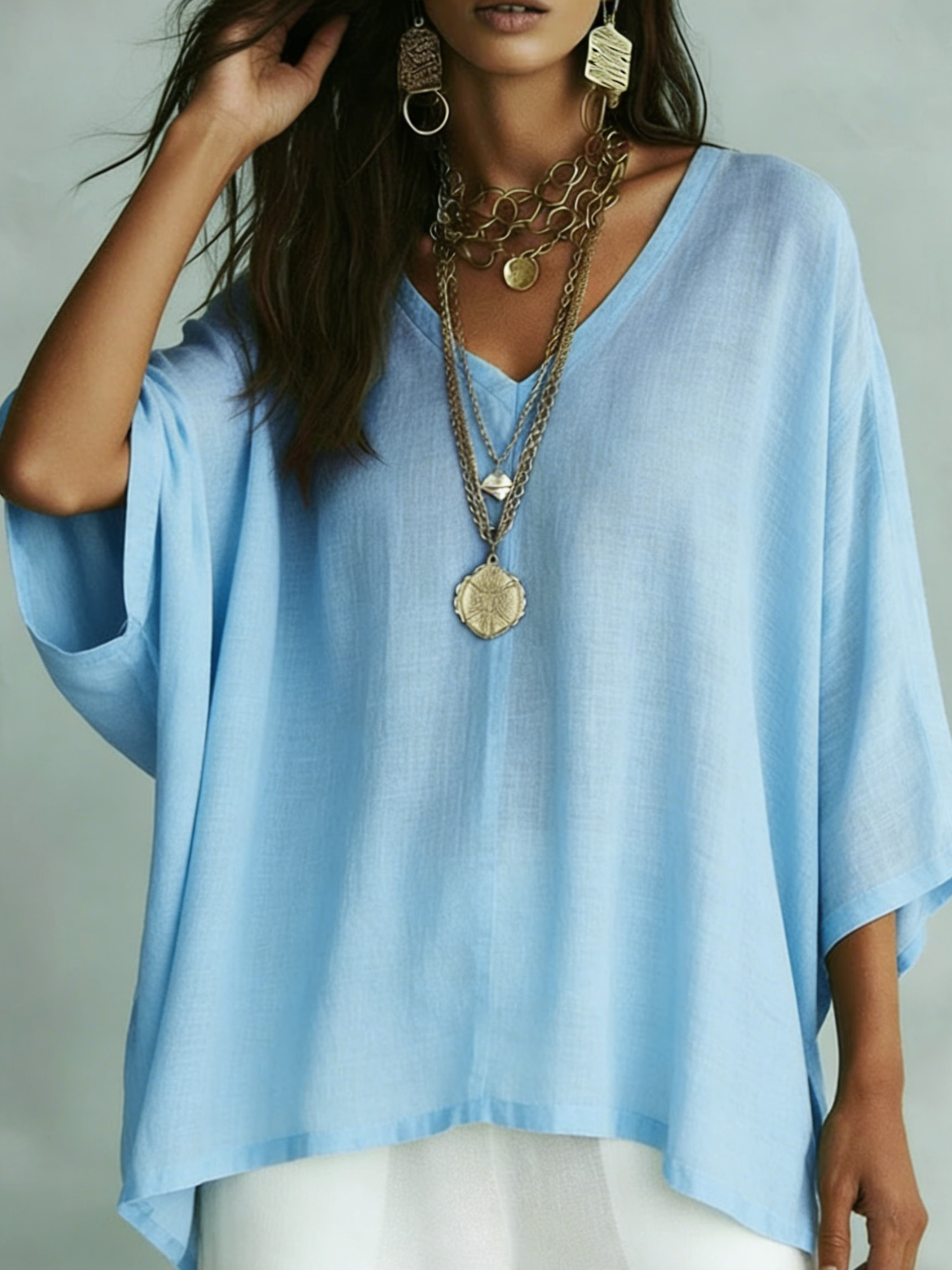 Minimalist Casual Cozy Loose Linen Blouse Top