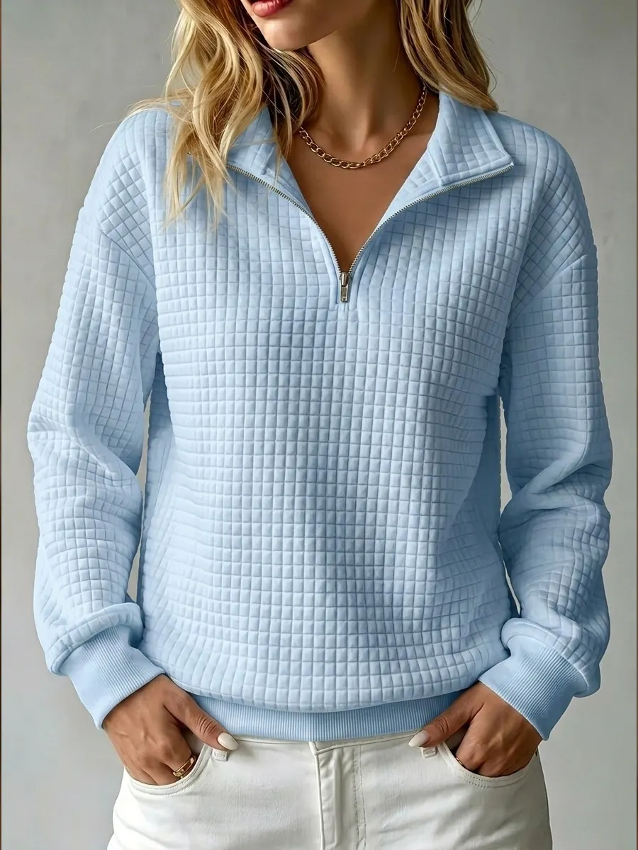 CLEARANCE SALE🔥50% OFF🔥 Women's Casual Quilted 1/4 Zip Sweatshirt