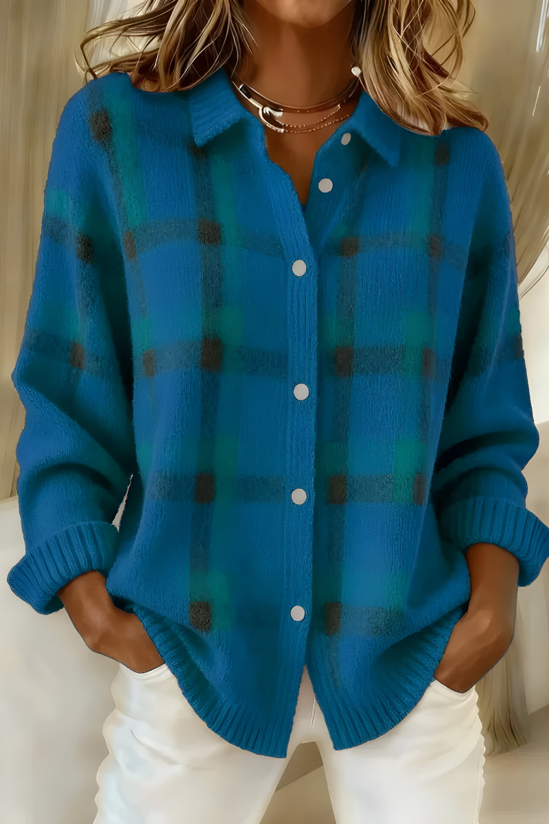 Soft Knit Check Cardigan