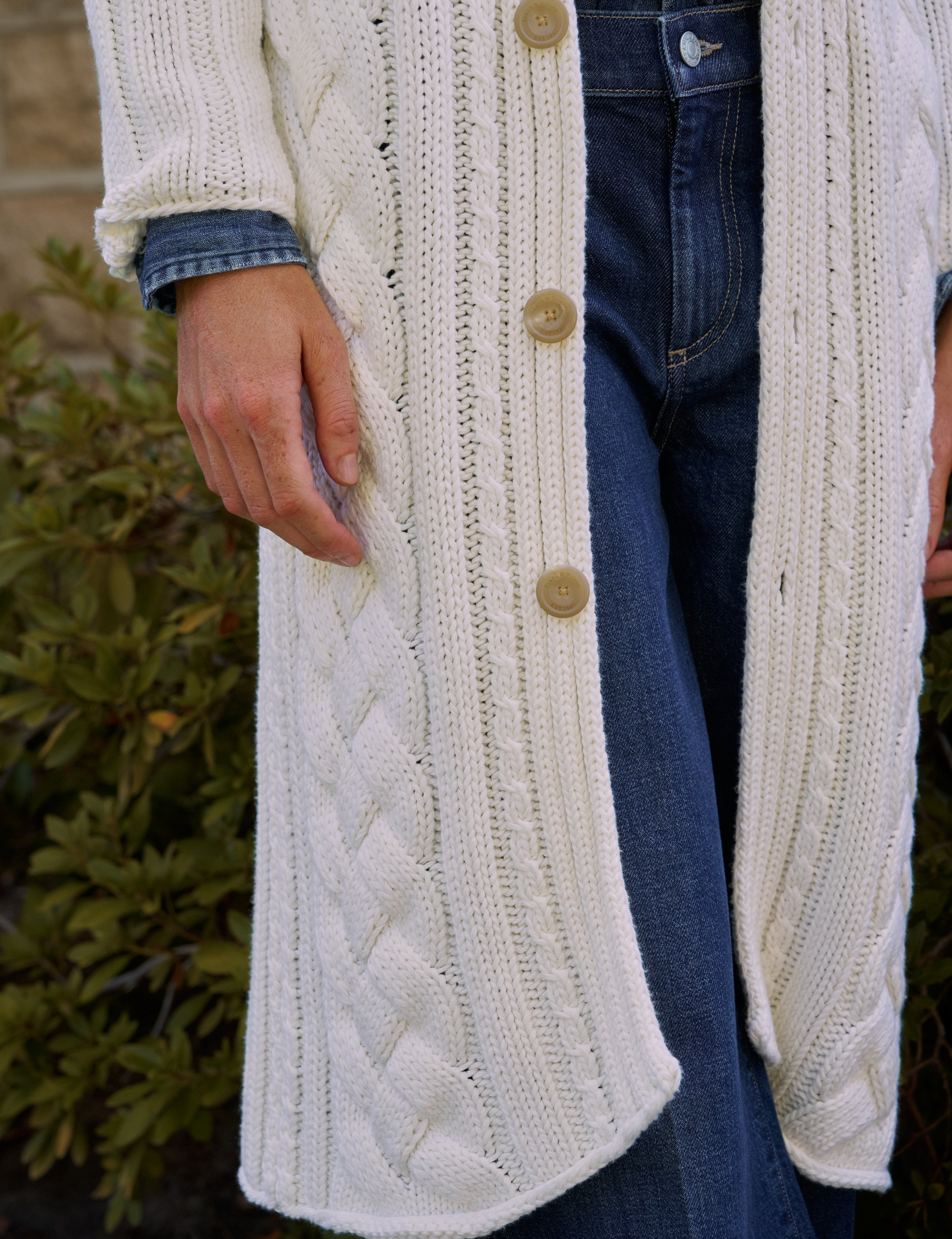 Women’s Cable Knit Long Cardigan, Button Down Stand Collar Sweater Coat