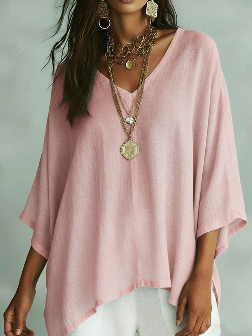 Minimalist Casual Cozy Loose Linen Blouse Top