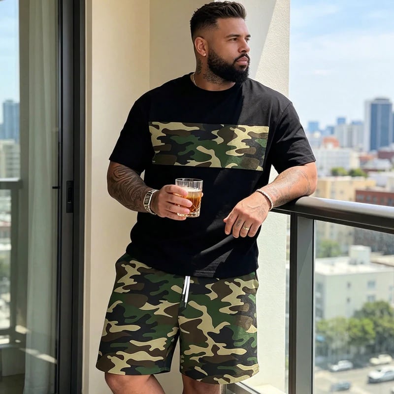 👕40% OFF!🩳Men's Camo Print T-Shirt & Shorts Set – Coordinated, Relaxed, Breathable 🌿