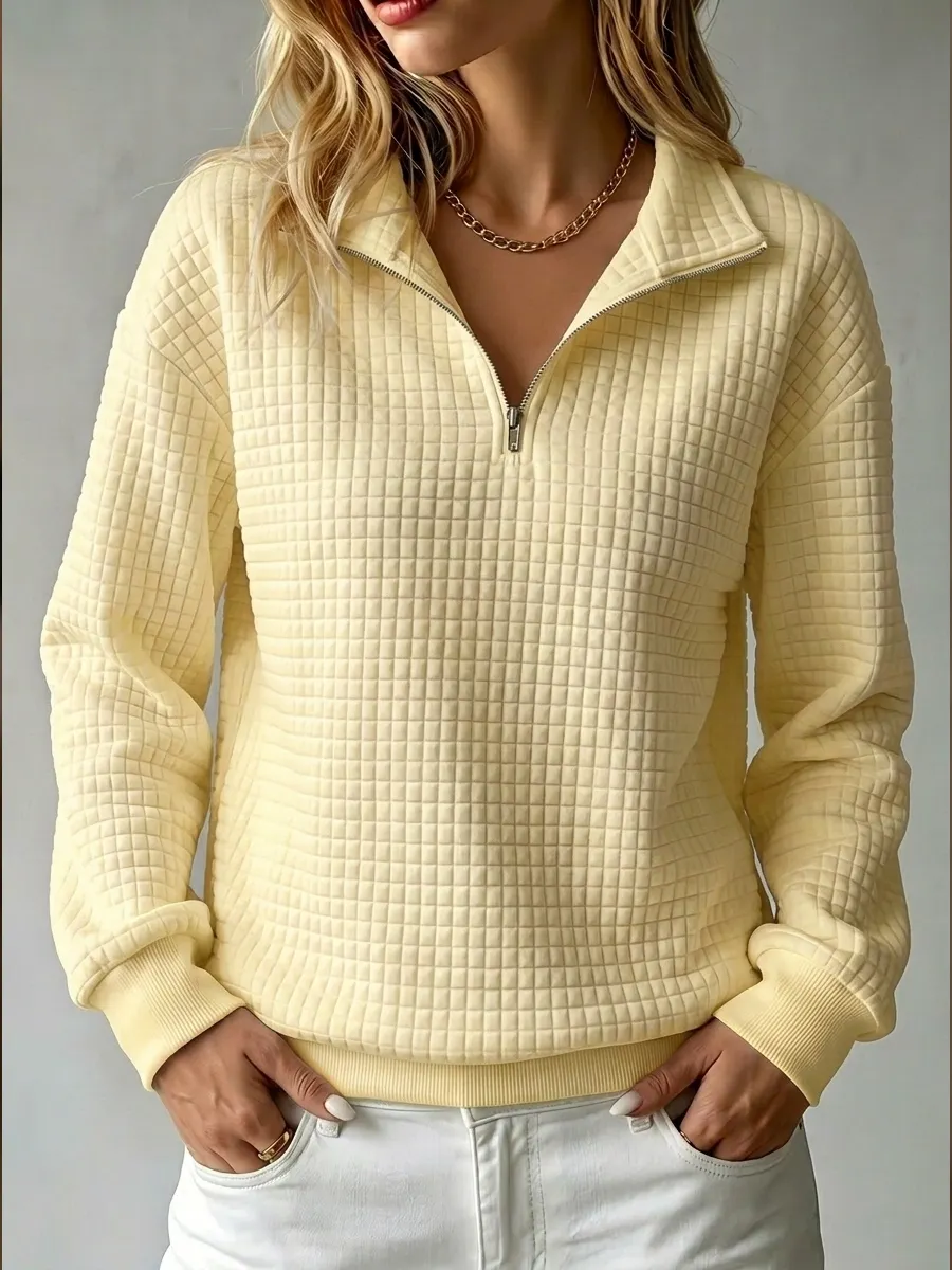CLEARANCE SALE🔥50% OFF🔥 Women's Casual Quilted 1/4 Zip Sweatshirt
