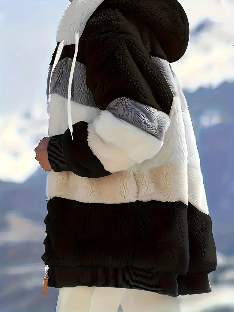 CLEARANCE SALE🔥 Stylish Color Block Fur Jacket