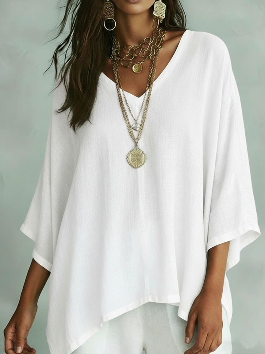 Minimalist Casual Cozy Loose Linen Blouse Top