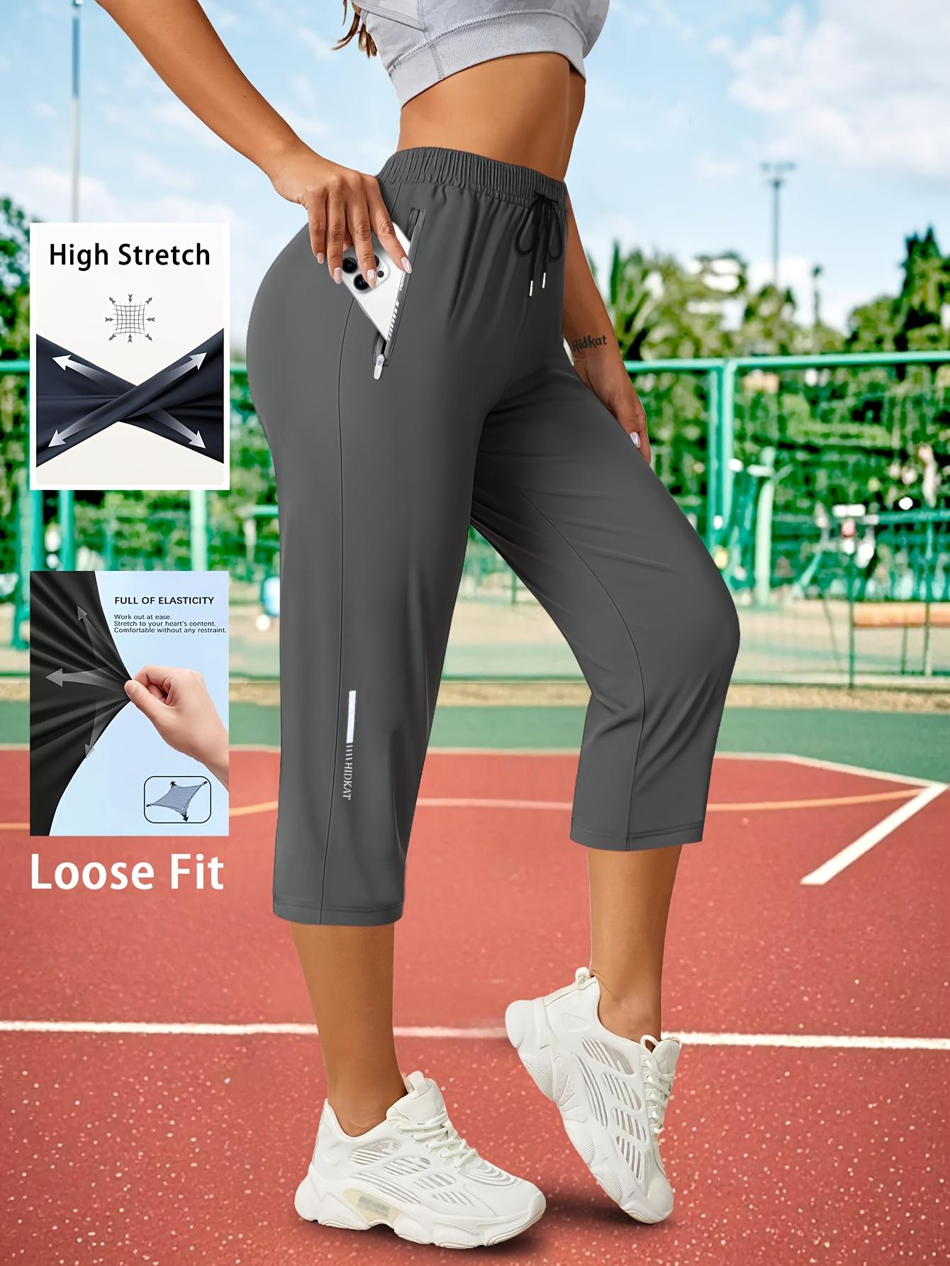 3-Pack Women&rsquo;s Capri Pants &ndash; Loose Fit, Summer Drawstring Waist, Zipper Pockets, Breathable High-Stretch Fabric, Suitable for Everyday Wear