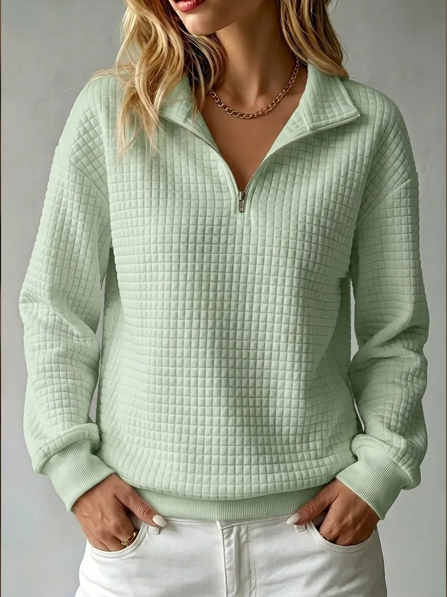 CLEARANCE SALE🔥50% OFF🔥 Women's Casual Quilted 1/4 Zip Sweatshirt