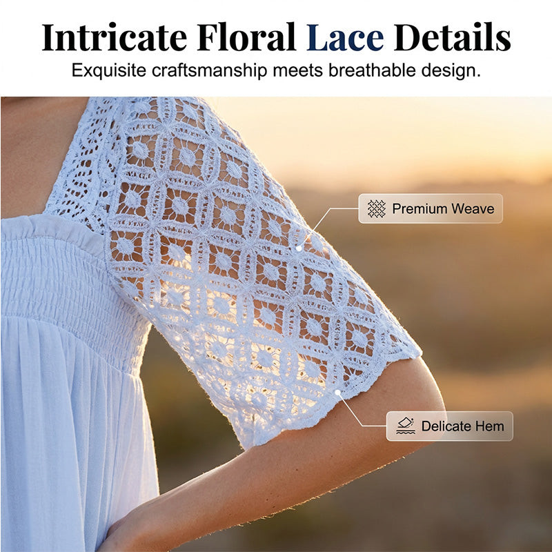 📢📢48% OFF !! ⏰ Women's Square Neck Smocked Dress