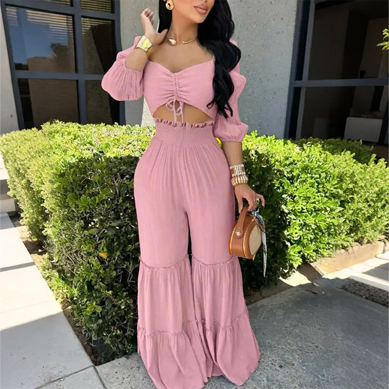 Women’s Crop Top and Flared Pants Set
