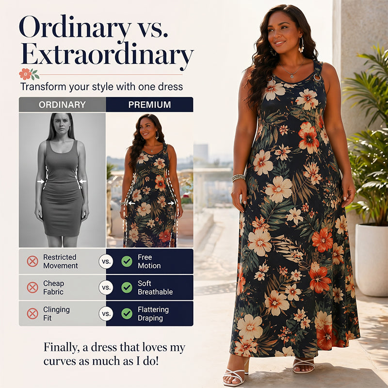 Women's Plus Size V-Neck Sleeveless Maxi Dress