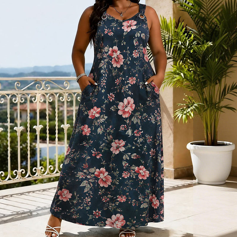Women's Plus Size V-Neck Sleeveless Maxi Dress