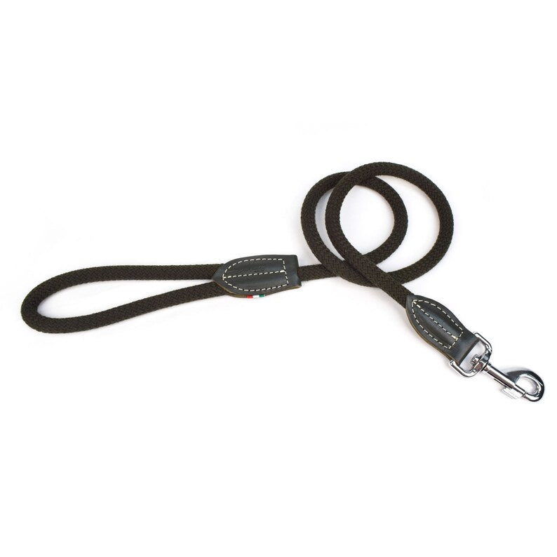 Laisse Bianca en cuir et corde de coton 12 mm pour chien