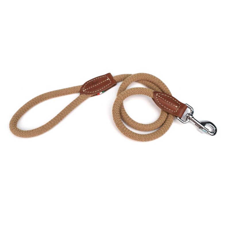 Laisse Bianca en cuir et corde de coton 12 mm pour chien