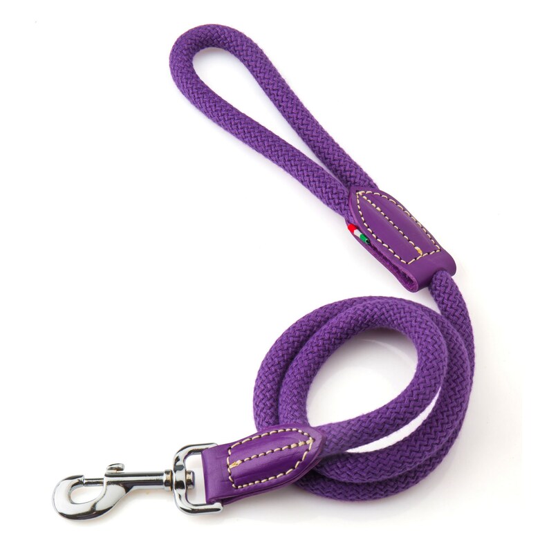 Laisse Bianca en cuir et corde de coton 12 mm pour chien