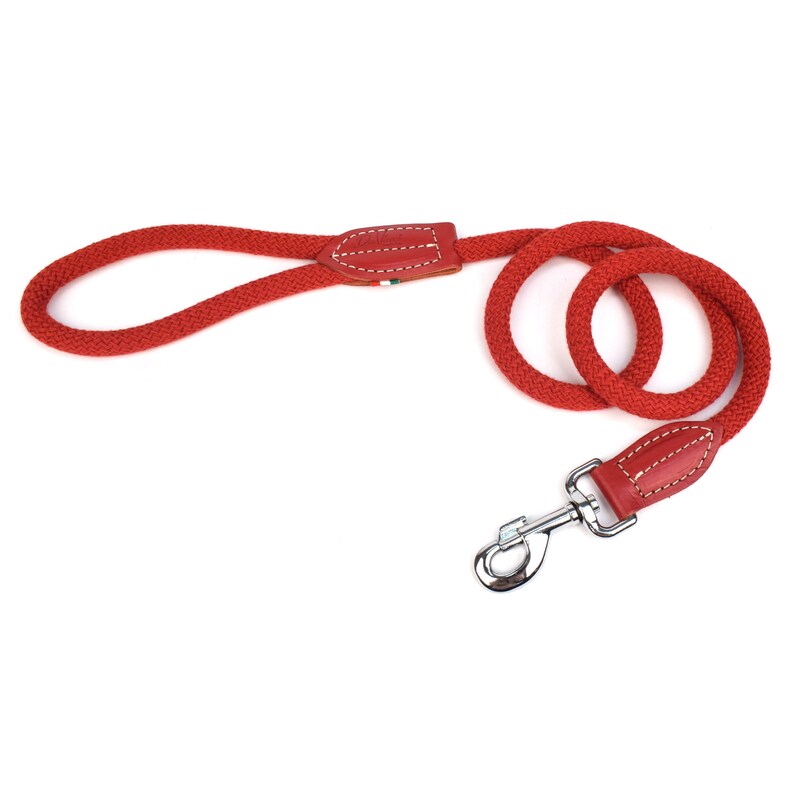 Laisse Bianca en cuir et corde de coton 12 mm pour chien