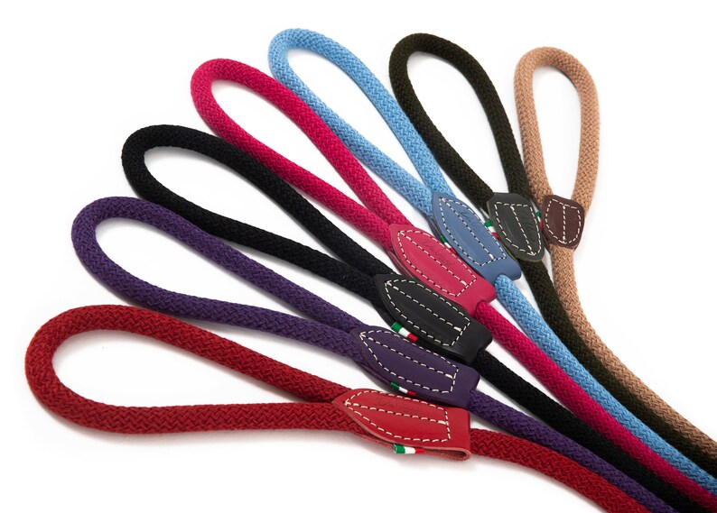 Laisse Bianca en cuir et corde de coton 12 mm pour chien