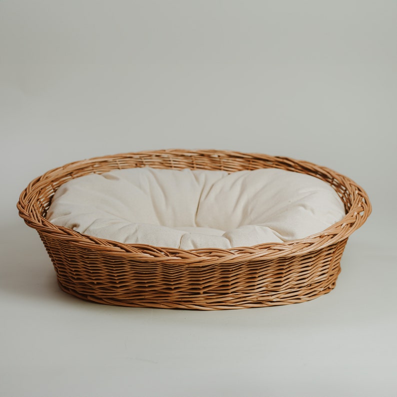 Panier en osier pour animal avec oreiller coton confortable