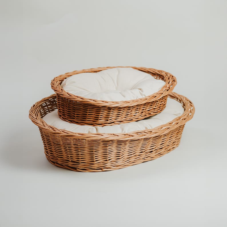 Panier en osier pour animal avec oreiller coton confortable