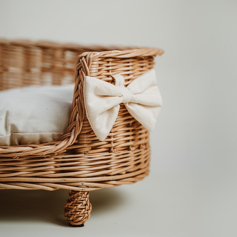 Panier en osier pour chien et chat avec coussin douillet