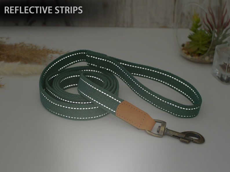 Laisse en coton avec bande réfléchissante durable pour chien