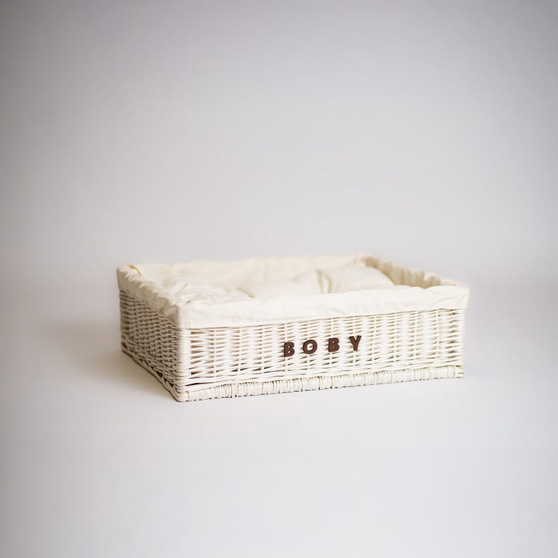 Panier en osier pour animal avec oreiller coton 60x50 cm