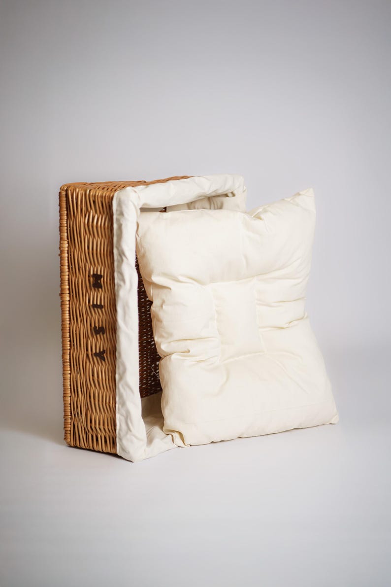 Panier en osier pour animal avec oreiller coton 60x50 cm