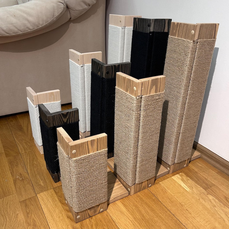 Griffoir pour chat en bois avec tapis d’angle moderne