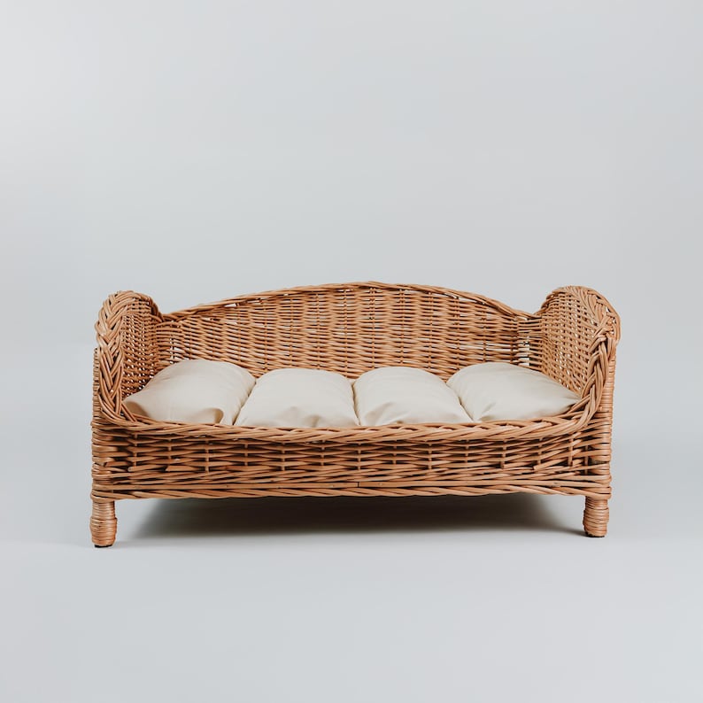 Panier en osier pour animal avec oreiller moelleux