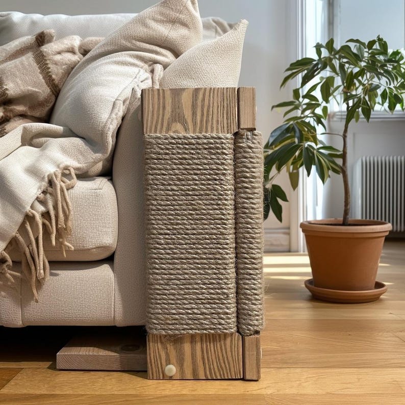 Griffoir pour chat en bois avec tapis d’angle moderne