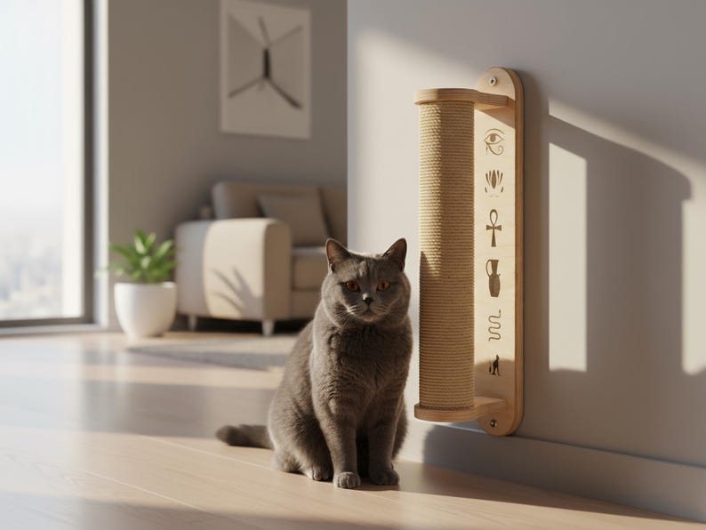 Griffoir pour chat mural avec motifs décoratifs uniques