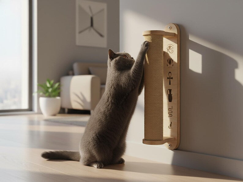 Griffoir pour chat mural avec motifs décoratifs uniques