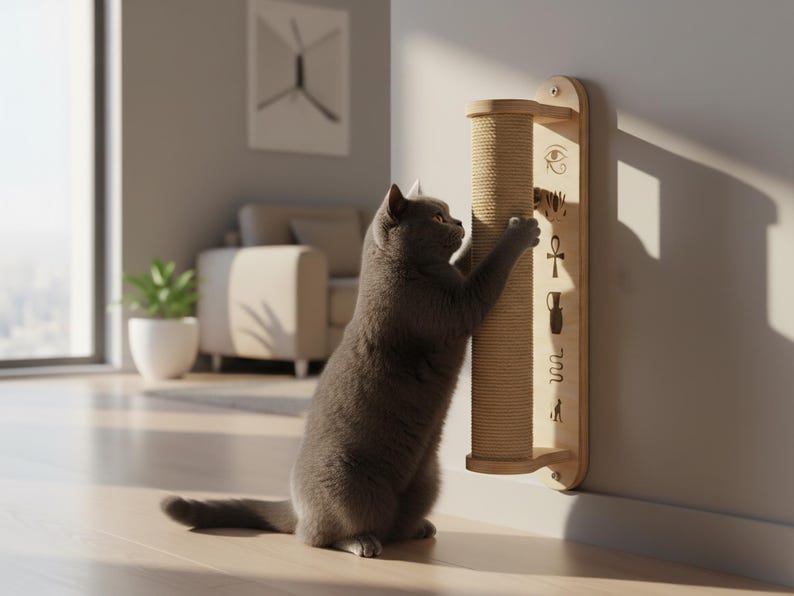 Griffoir pour chat mural avec motifs décoratifs uniques
