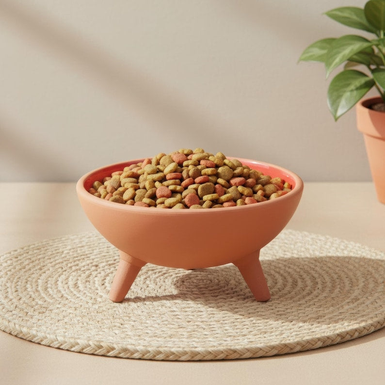 Gamelle pour animal en céramique sur trépied moderne surélevée pour chat et chien