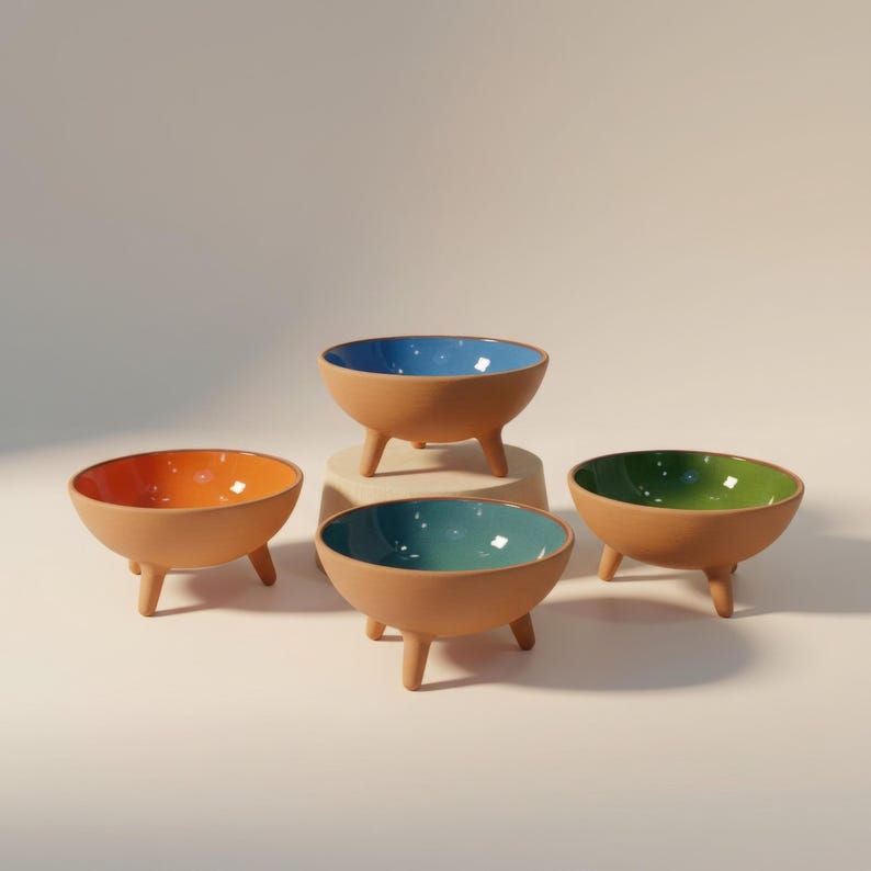 Gamelle pour animal en céramique sur trépied moderne surélevée pour chat et chien